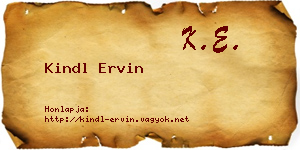 Kindl Ervin névjegykártya